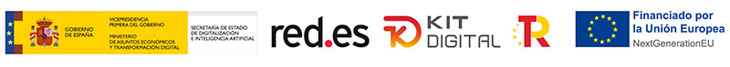 Logos kit digital: Gobierno de España, red.es, kit digital, Financiado por la unión europea